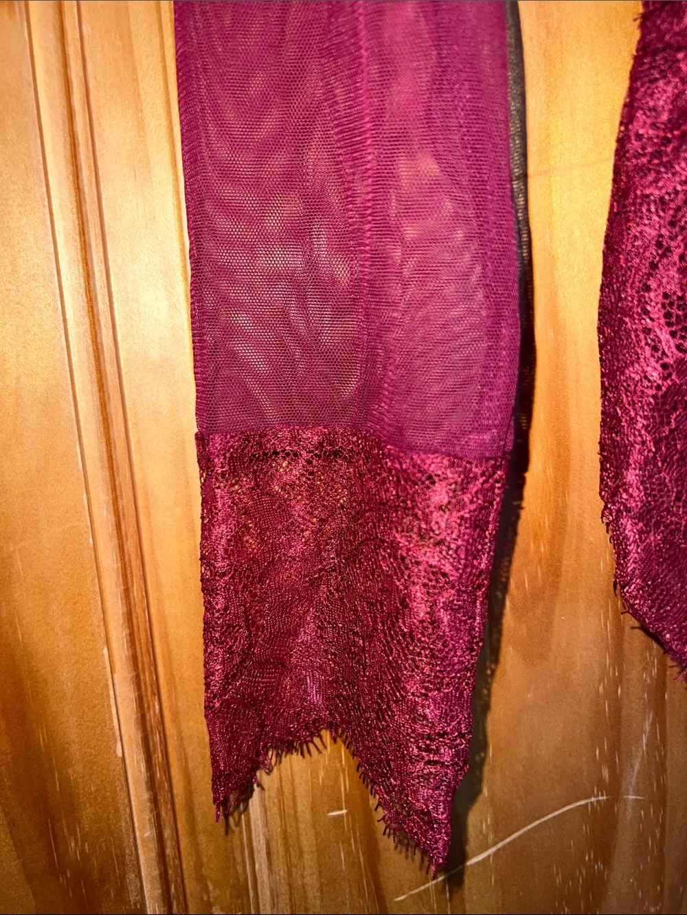 Victoria's Secret Burgundy Lace & Mesh Long Sleeve Bodysuit [36C] - Picture 5 of 11